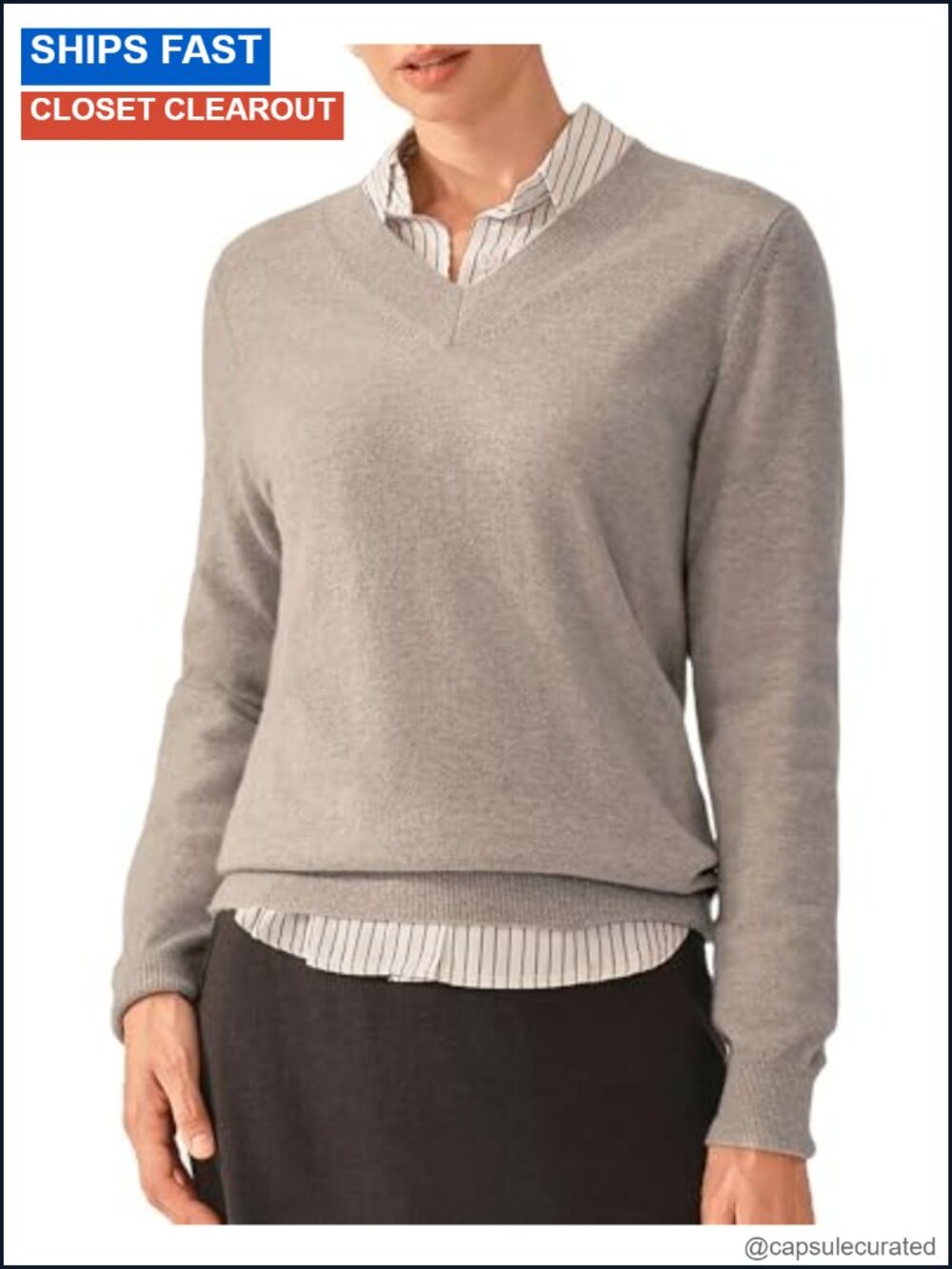 100% Cashmere V Neck Sweater Pullover Long Sleeve Hand Washable